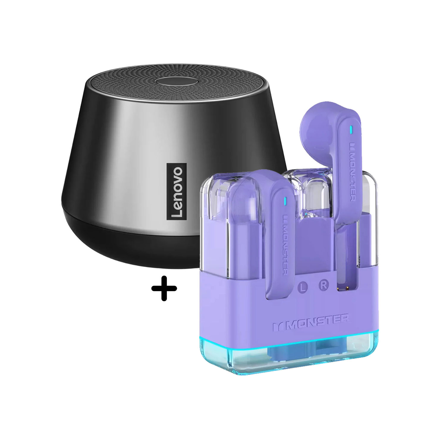 COMBO AUDIFONOS MONSTER AIRMARS XKT12 PURPURA + PARLANTE K3 PRO - 1