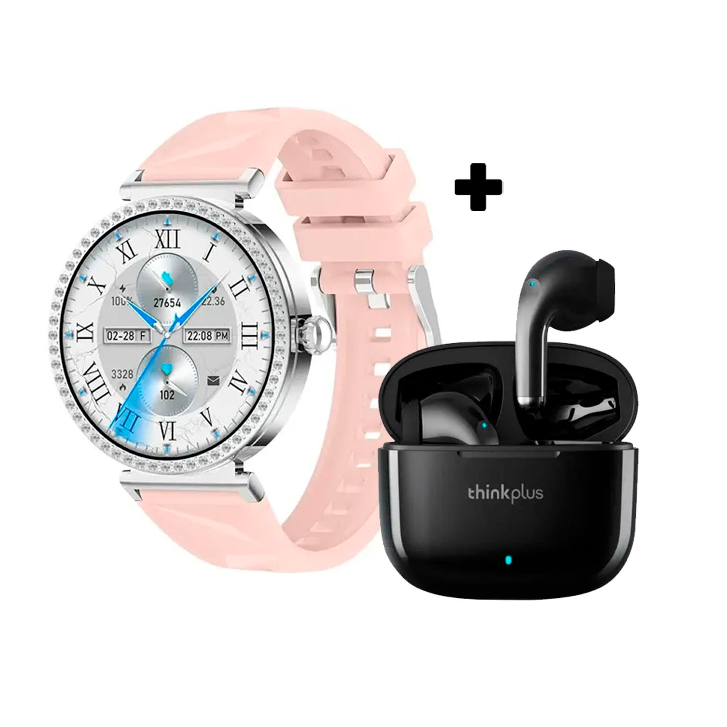 COMBO SMARTWATCH VIDVIE SW1624 ROSADO + AUDÍFONOS LP40 PRO NEGRO - 1