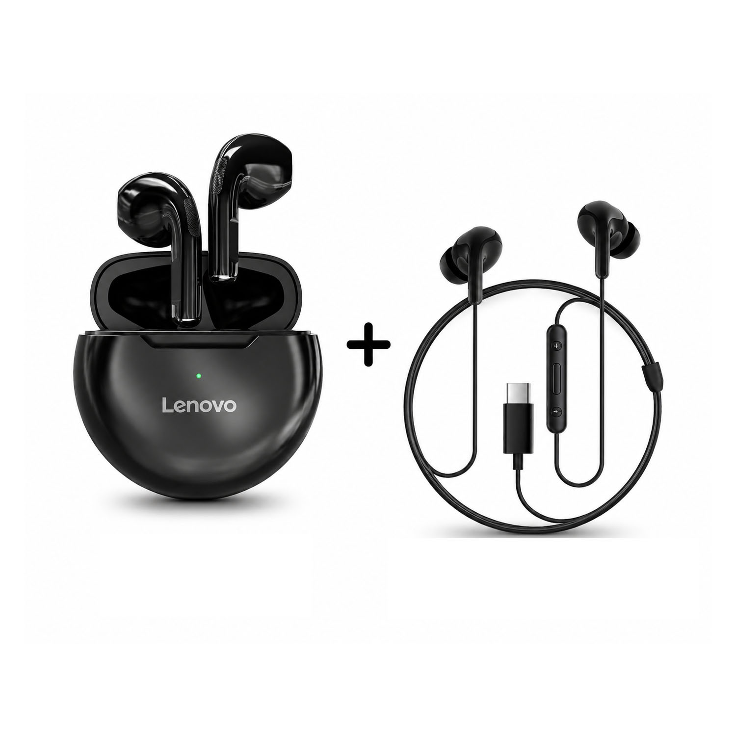 COMBO AUDÍFONO LENOVO HT38 NEGRO + AUDÍFONO XIAOMI TYPE-C - 1