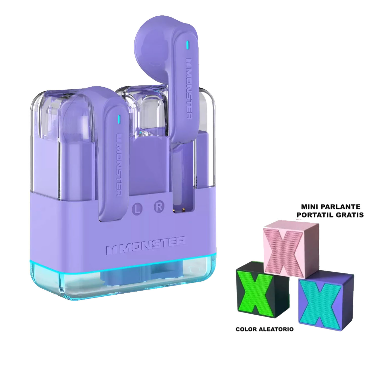 COMBO AUDIFONOS MONSTER AIRMARS XKT12 VIOLETA + PARLANTE X1 - 2