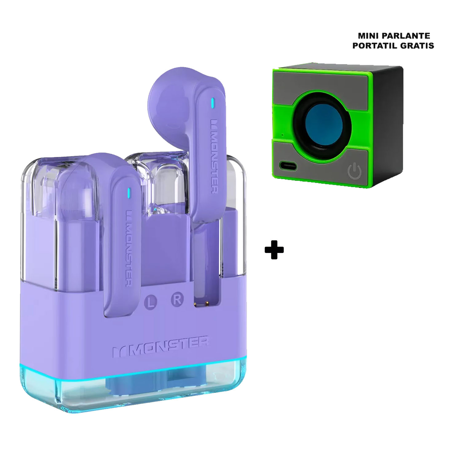 COMBO AUDIFONOS MONSTER AIRMARS XKT12 VIOLETA + PARLANTE X1 - 3