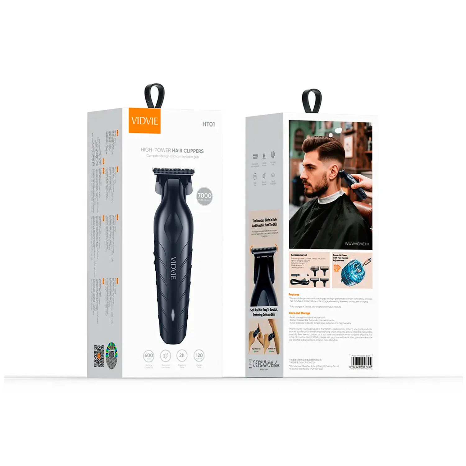 CORTADORA DE PELO VIDVIE HT01 NEGRO RECARGABLE PROFESIONAL - 3