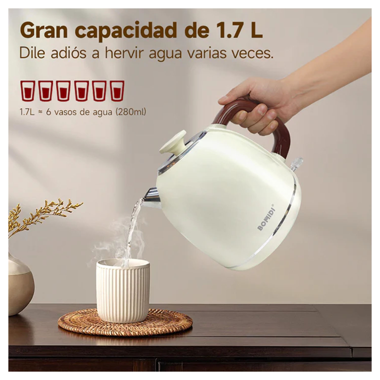 HERVIDOR ELÉCTRICO RETRO BOMIDI YD-1831 VERDE 1,7L - 8