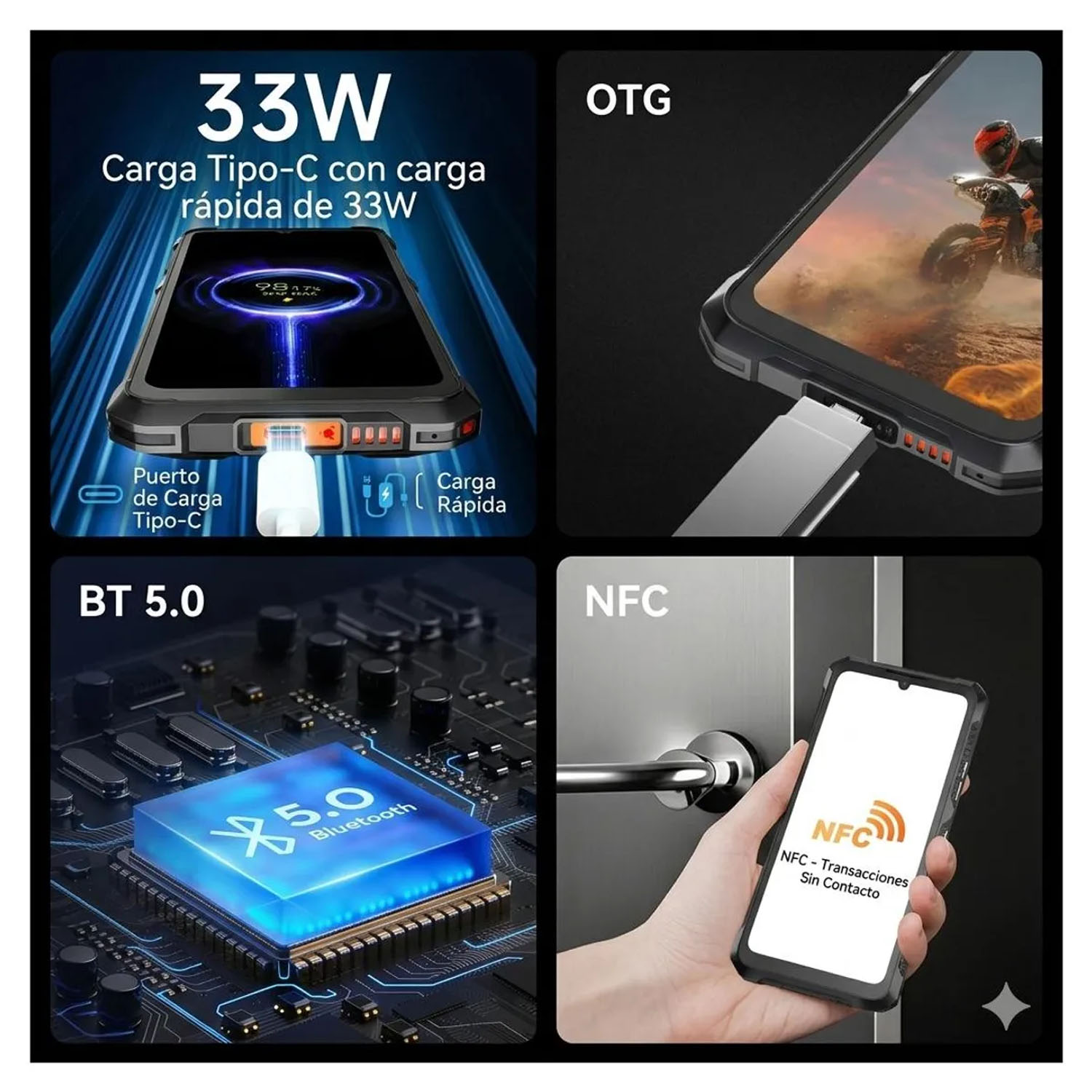 CELULAR SMARTPHONE CUBOT KINGKONG ES 3 NEGRO 6GB RAM 256GB 6.74' - 7