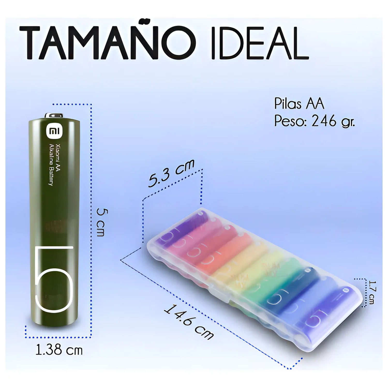 PAQUETE DE 10 PILAS XIAOMI LR6 AA ALCALINAS BATERÍAS RAINBOW - 3