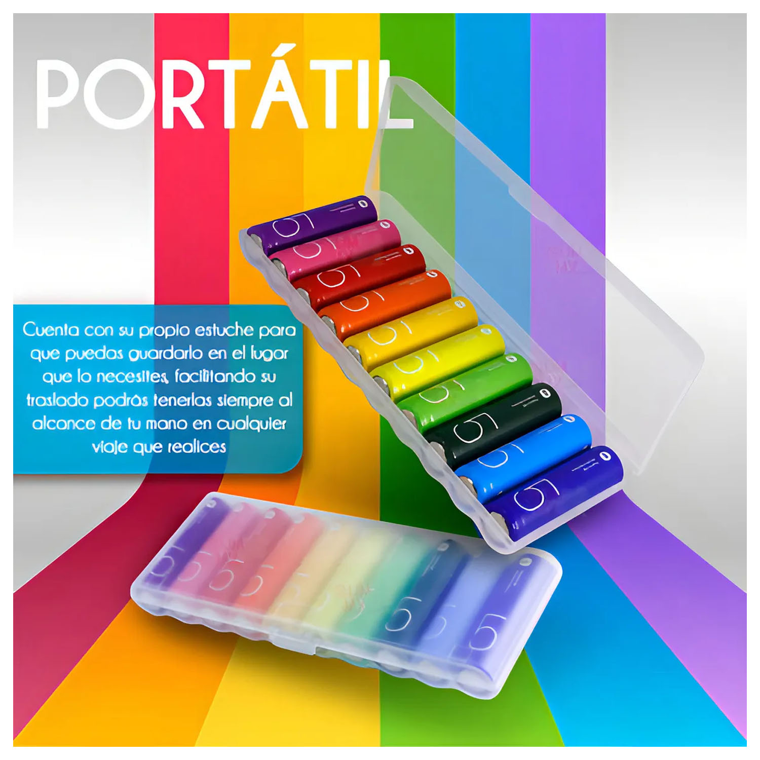 PAQUETE DE 10 PILAS XIAOMI LR6 AA ALCALINAS BATERÍAS RAINBOW - 5