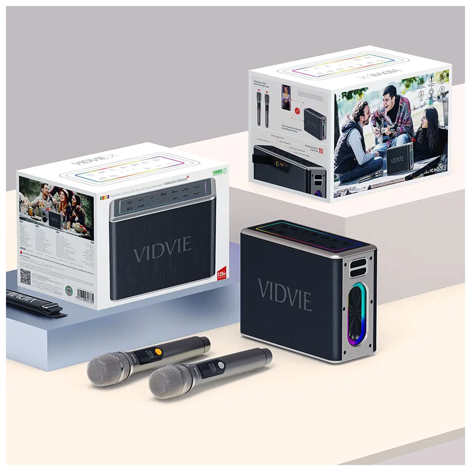 PARLANTE KARAOKE PORTÁTIL VIDVIE XL-SP917 120W NEGRO CON 2 MICRÓFONOS - 8