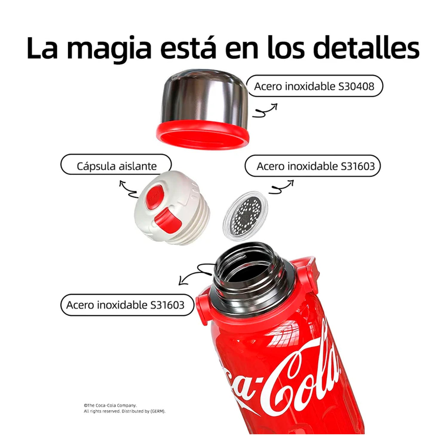TERMO DEPORTIVO COCA‑COLA BLANCO ESTELAR 800ML CON TAPA TAZA - 5