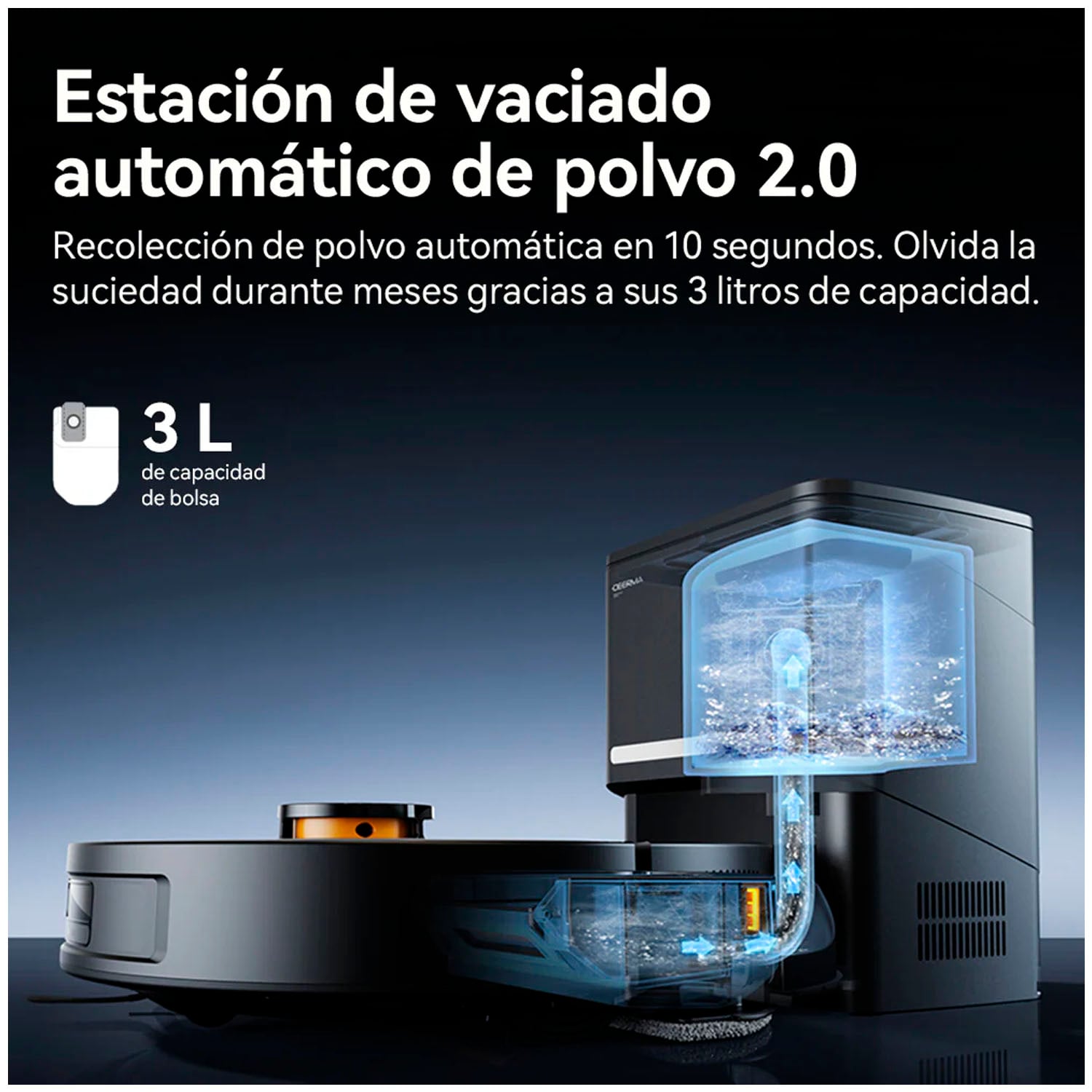Aspiradora Robot Inteligente Deerma DEM-S30 Negro con Estación de Vaciado Automático - 3