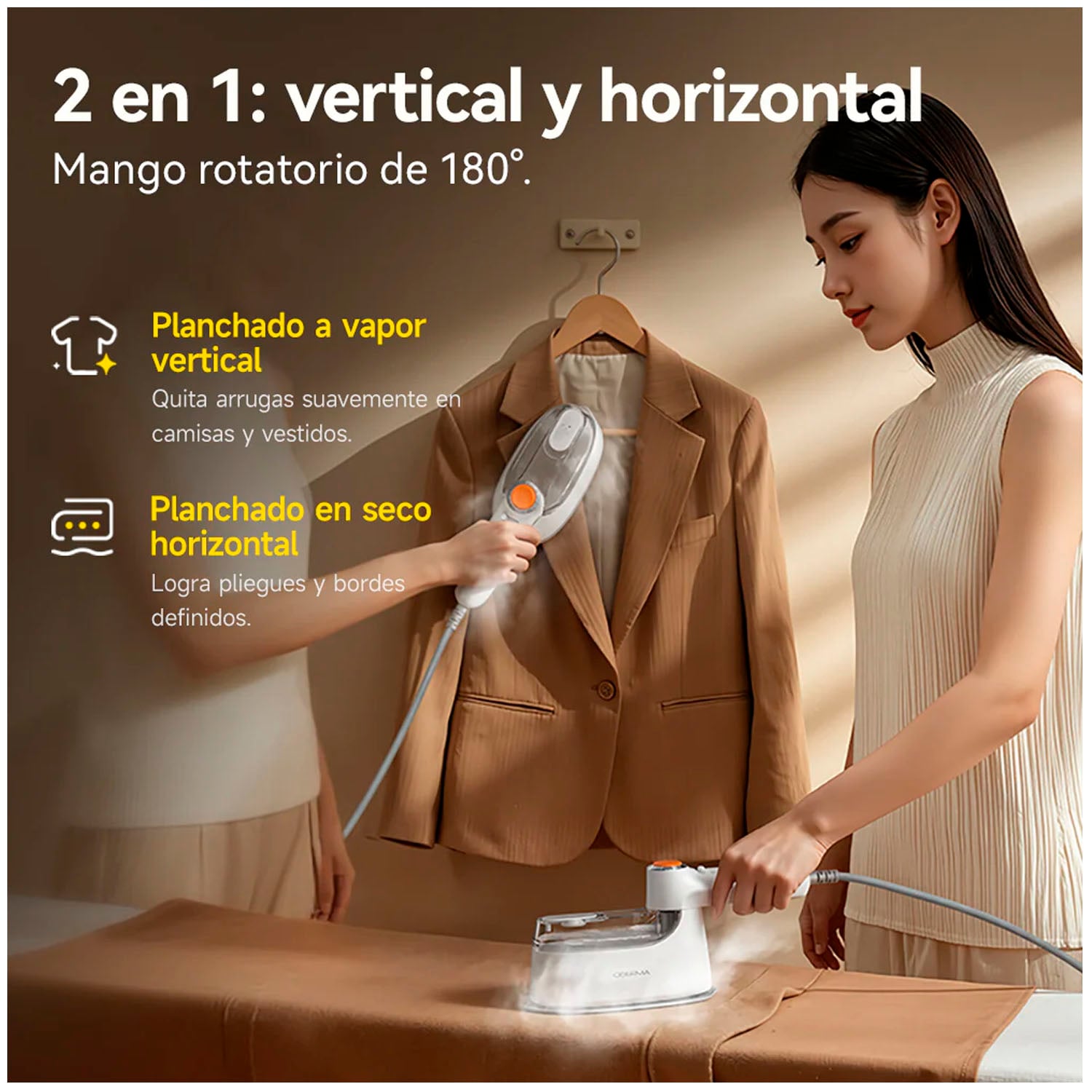PLANCHA Y VAPORIZADOR DEERMA GT01 PORTÁTIL BLANCO 1400W - 6