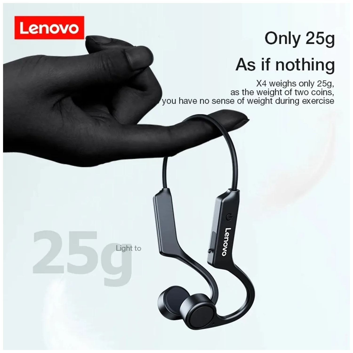 AUDÍFONOS LENOVO X4 NEGRO BLUETOOTH 5.0 CONDUCCIÓN ÓSEA DEPORTIVOS - 2