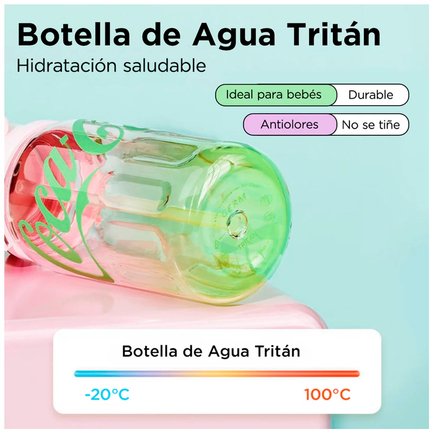 BOTELLA DEPORTIVA GERM TRITAN COCA-COLA NEGRO 850ML - 5