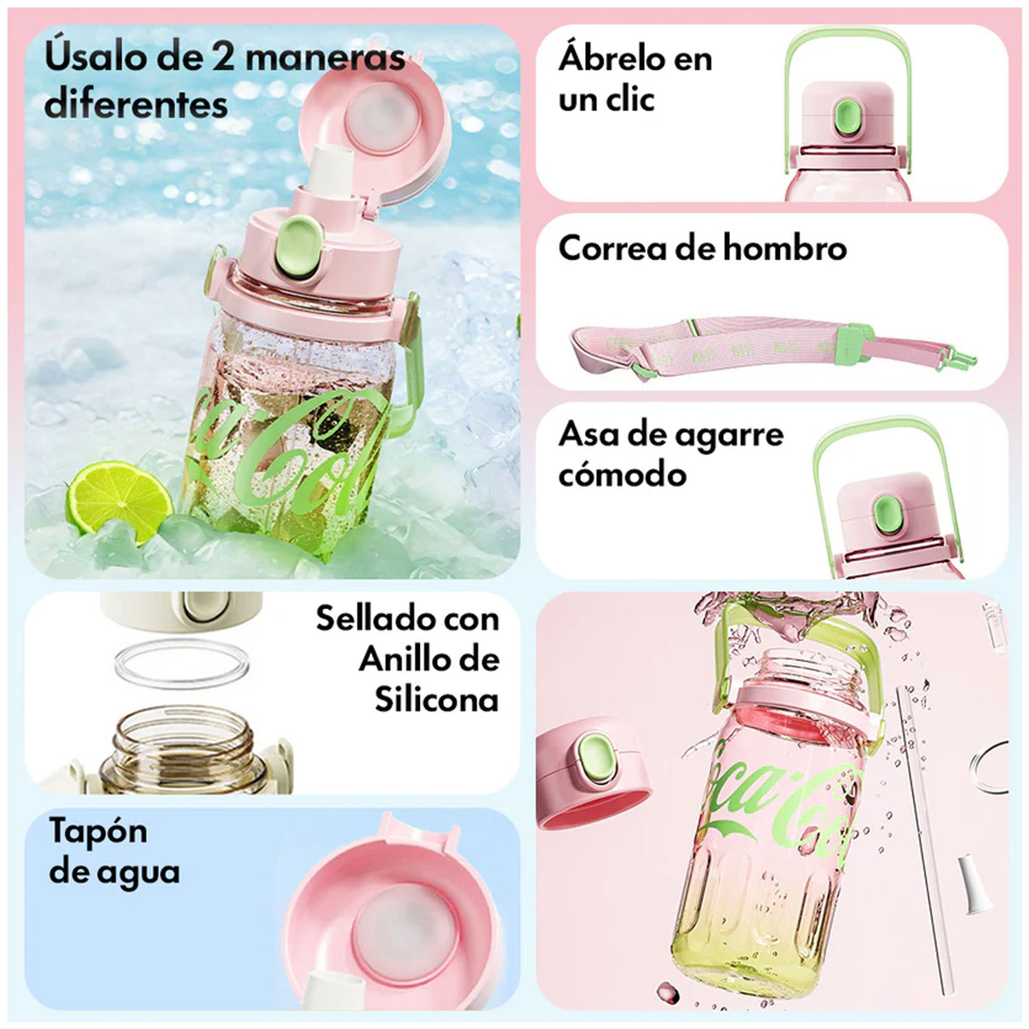 BOTELLA DEPORTIVA GERM TRITAN COCA-COLA LILA850ML - 2