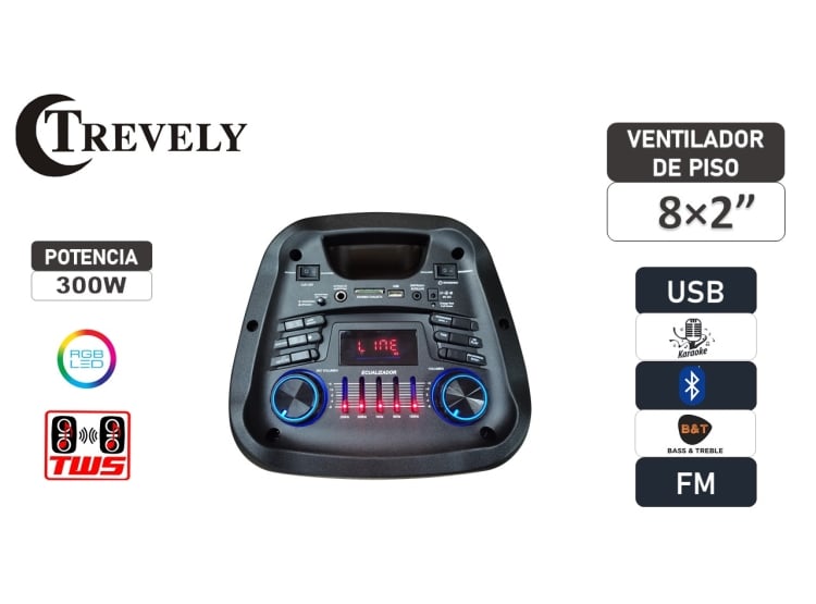 PARLANTE BLUETOOTH TREVELY WT-826 PORTATIL 300 W 8 - 2