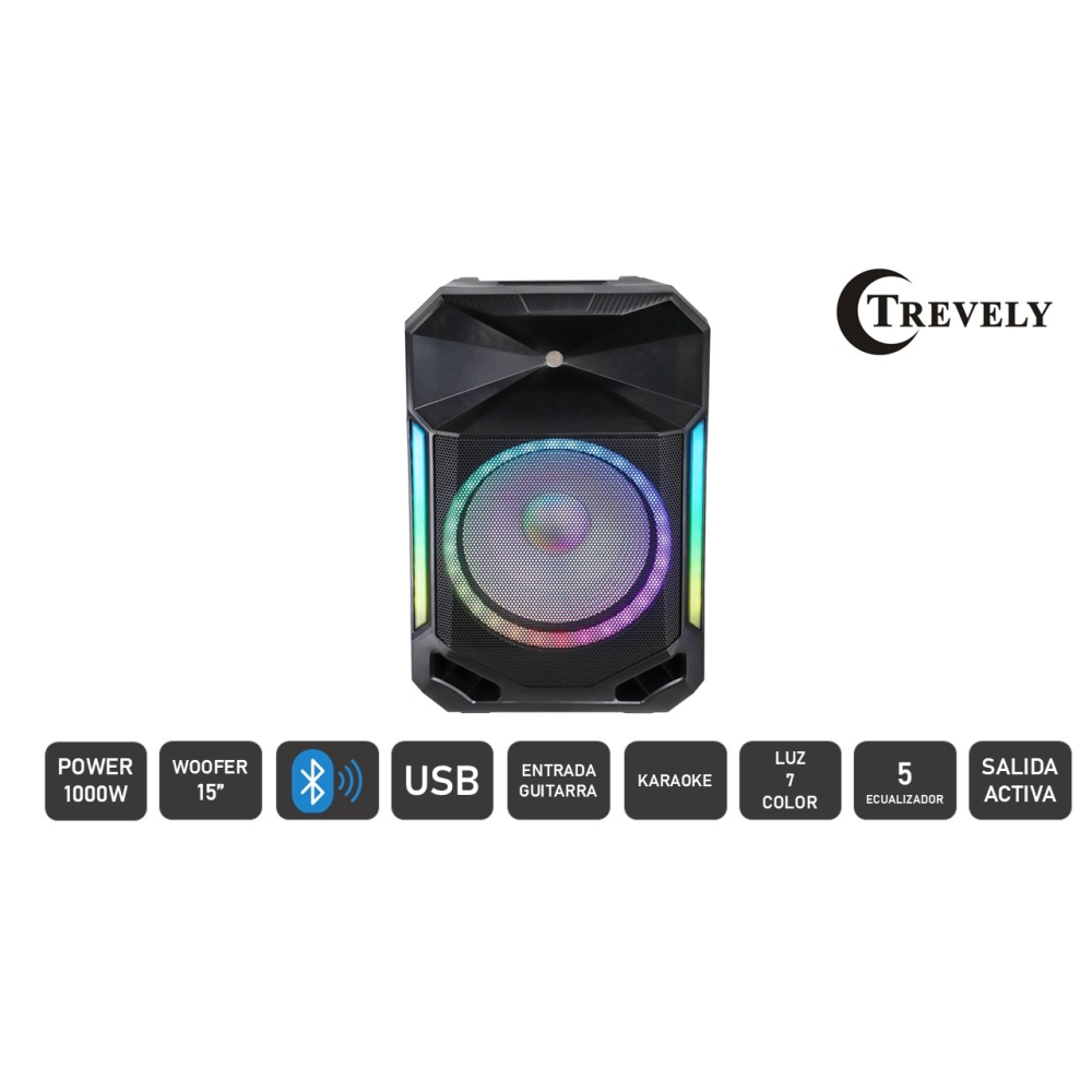 PARLANTE AMPLIFICADO DE 15' TREVELY  TA-1580  - 1000W - CORRIENTE - 2