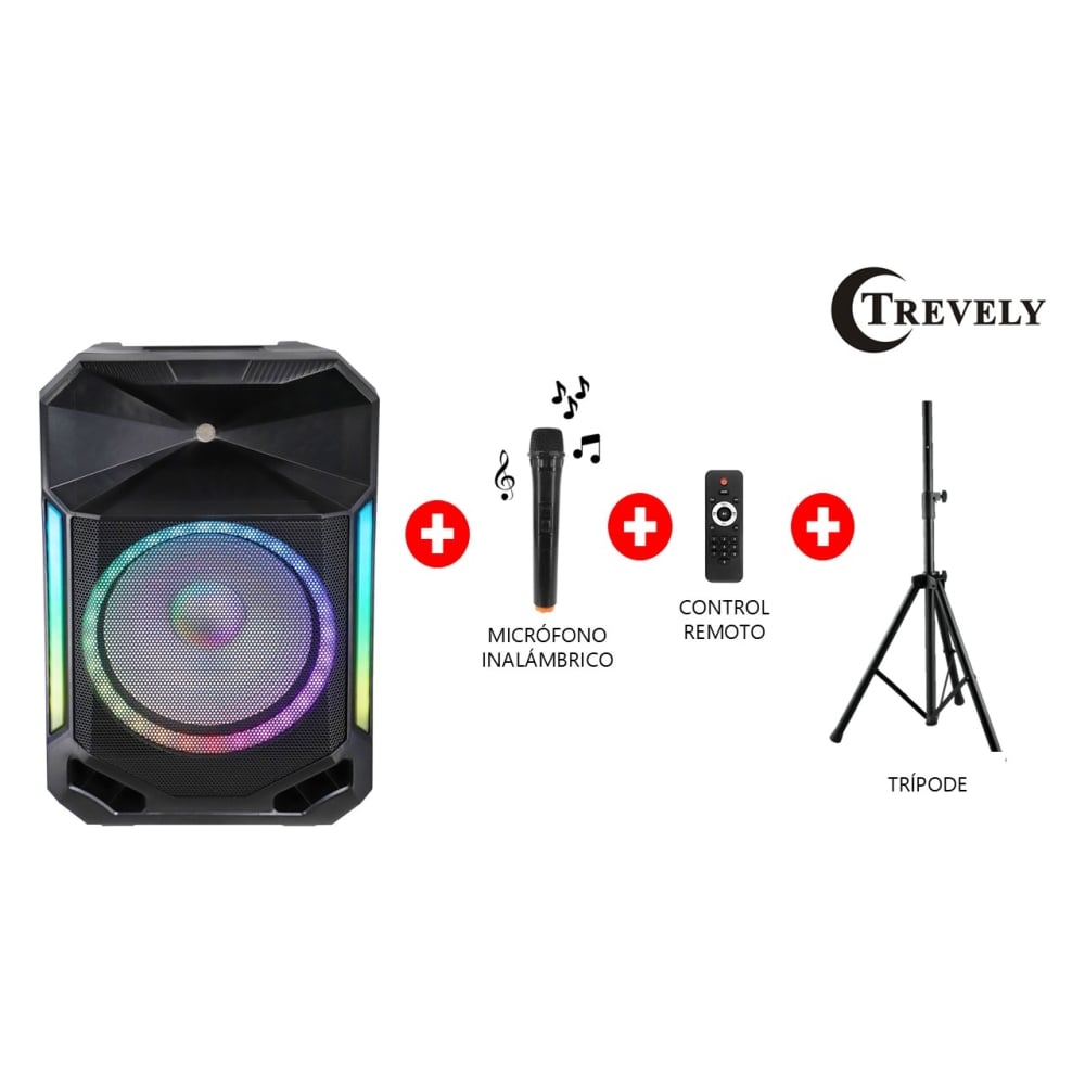 PARLANTE AMPLIFICADO DE 15' TREVELY TA-1580 - 1000W - CORRIENTE - TRIPODE - 1