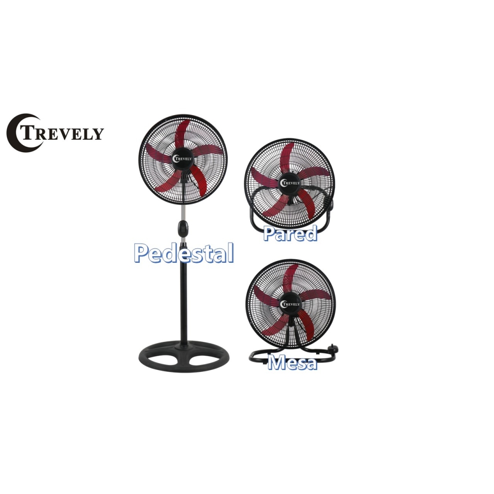 VENTILADOR 18' TREVELY VT-1832 - ROJO - 90W - 3 EN 3 - 2