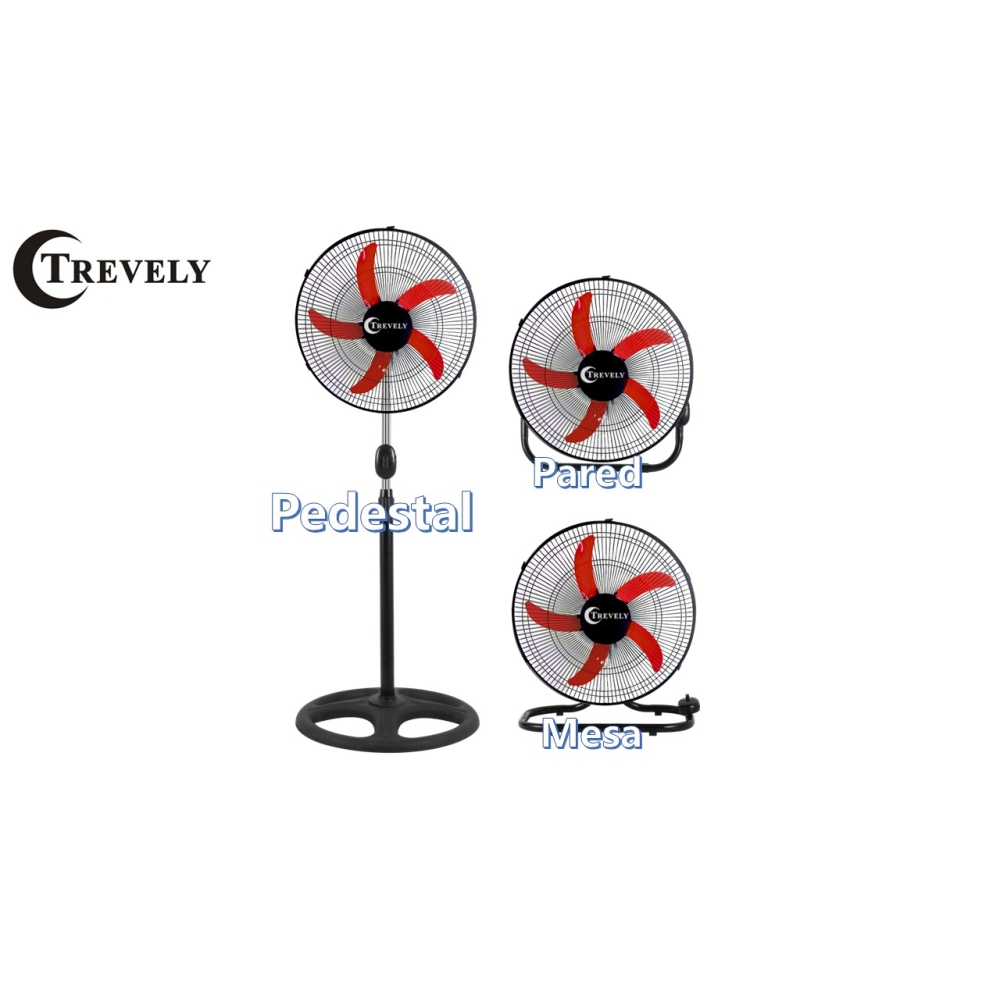 VENTILADOR 18' TREVELY VT-1834 - ROJO - 90W - 3 EN 1 - 2