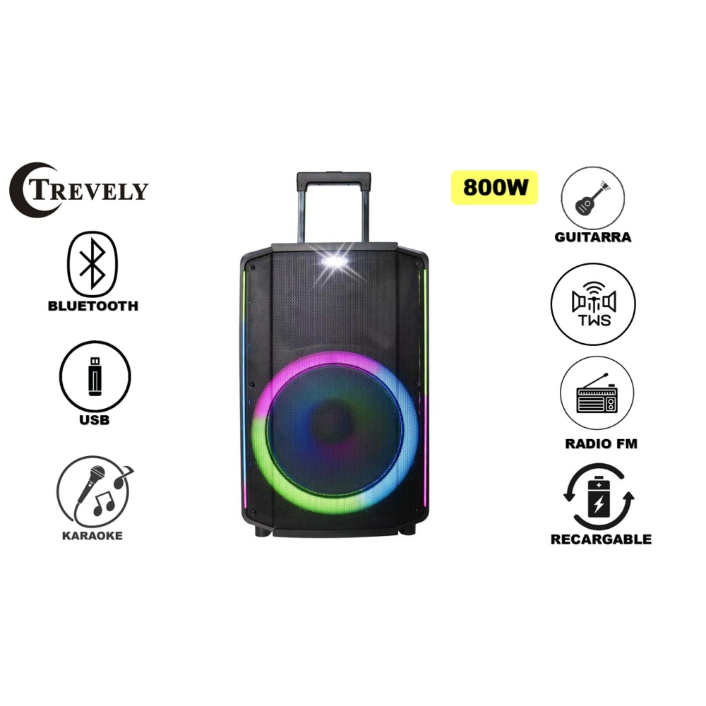 PARLANTE ACTIVO 15 TREVELY TA-1598 - 800W + TRIPODE - 3