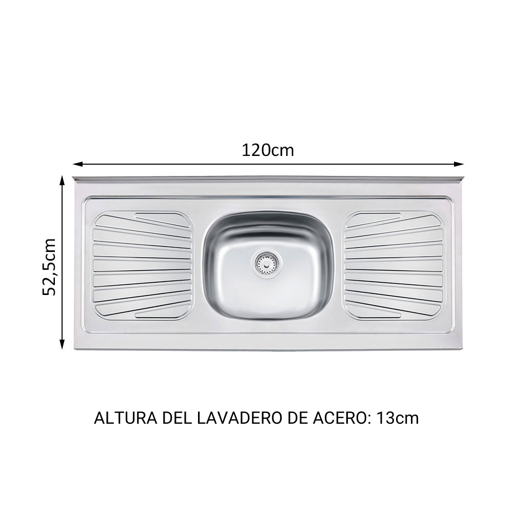 LAVADERO MADESA G53120TR001.1 COCINA 120 X 52 CM ACERO INOXIDABLE - 3