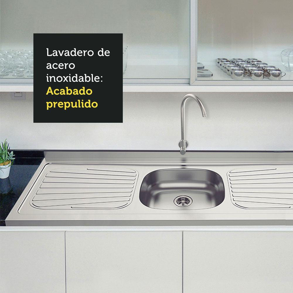 LAVADERO MADESA G53150TR001.1 COCINA 150 X 52 CM ACERO INOXIDABLE - 4