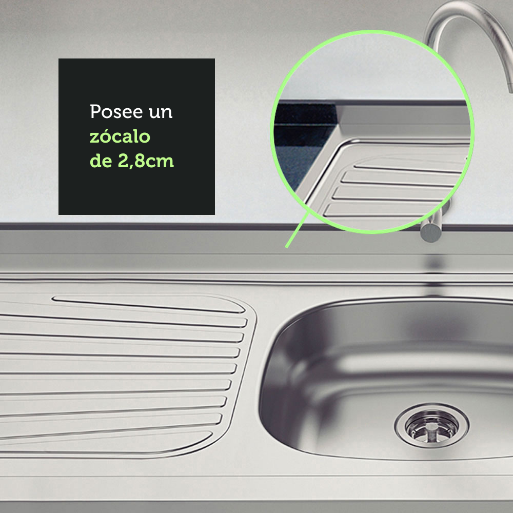 LAVADERO MADESA G53150TR001.1 COCINA 150 X 52 CM ACERO INOXIDABLE - 5