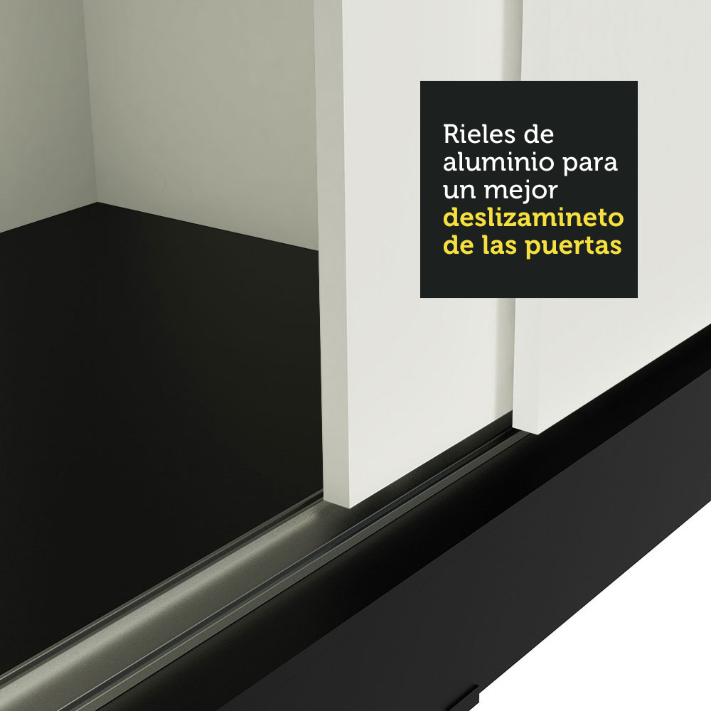 ROPERO MADESA 10972E TOKIO CORREDIZAS ESPEJO 2 PUERTAS 2 CAJONES MARRON - 6