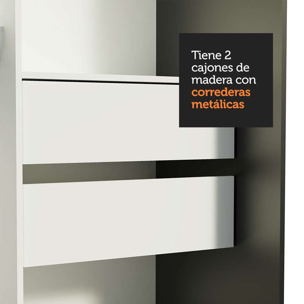 ROPERO MADESA 10972E TOKIO CORREDIZAS ESPEJO 2 PUERTAS 2 CAJONES MARRON - 7