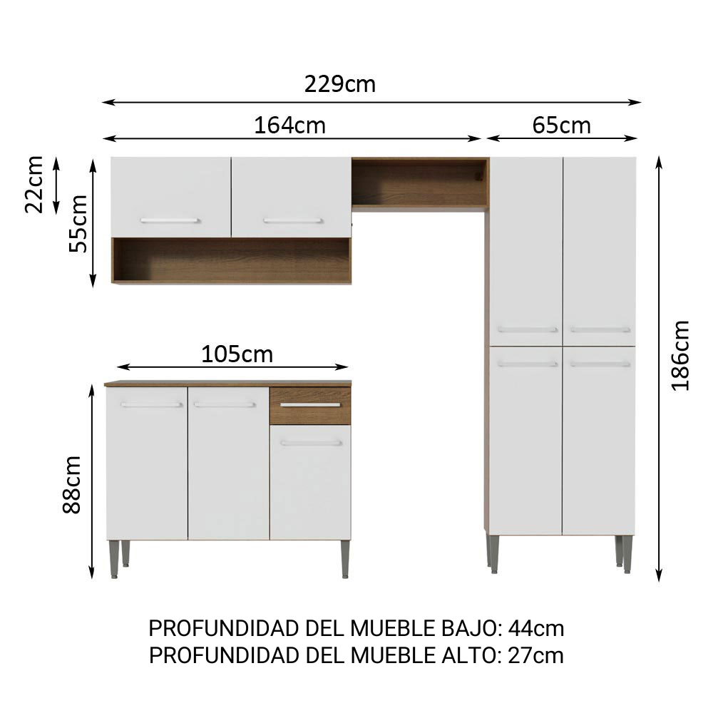 MUEBLE DE COCINA MADESA GREM2290029B 1 CAJÓN EMILLY 229 CM - 2