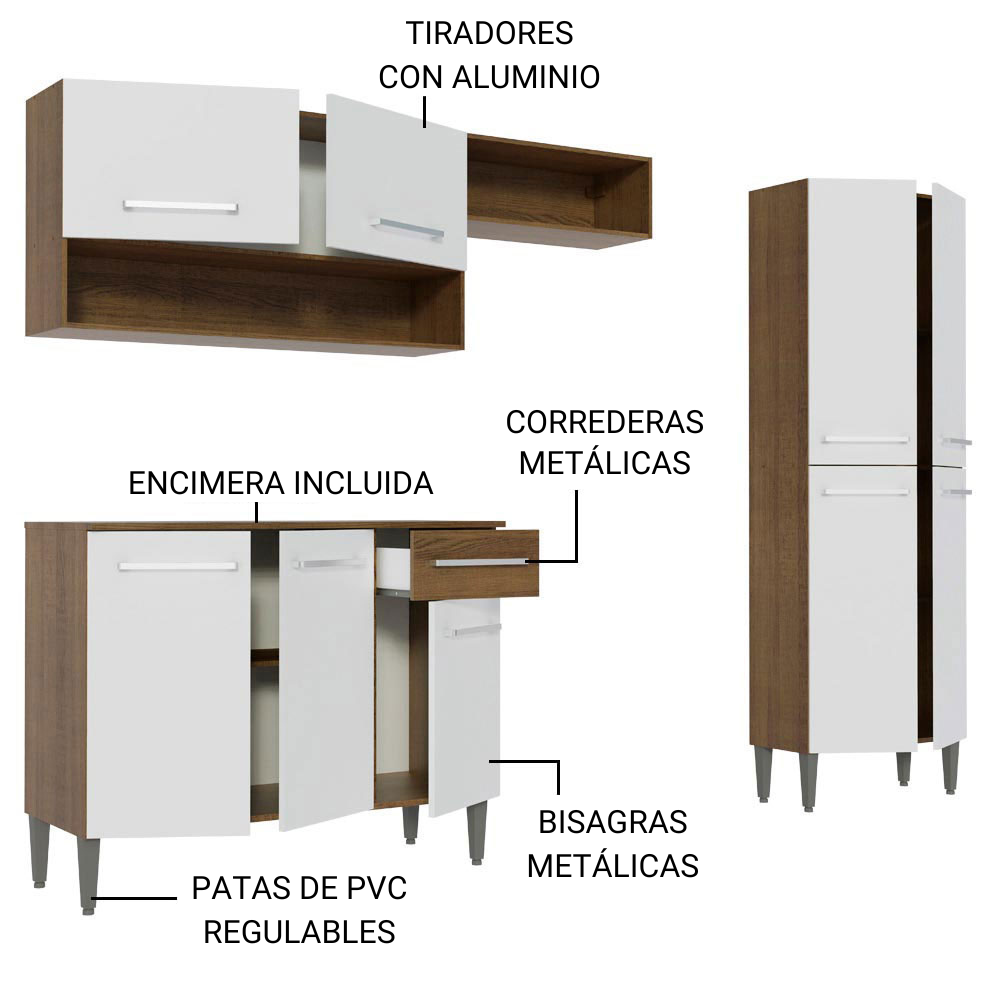 MUEBLE DE COCINA MADESA GREM2290029B 1 CAJÓN EMILLY 229 CM - 3