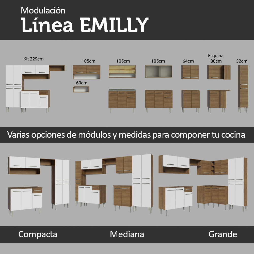 MUEBLE DE COCINA MADESA GREM2290029B 1 CAJÓN EMILLY 229 CM - 9