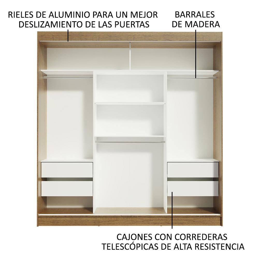 ROPERO RENO 3 PUERTAS CORREDIZAS 2 ESPEJOS - MARRÓN/NEGRO - 3