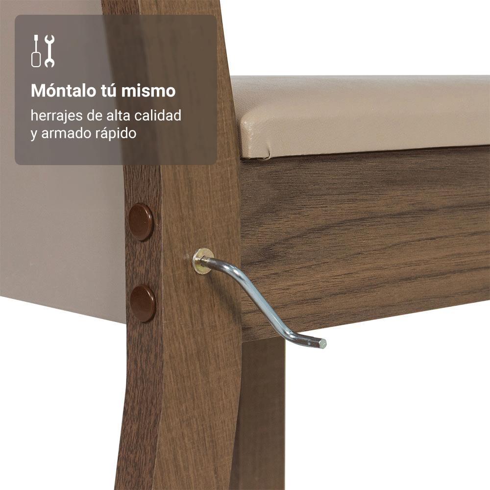 JUEGO DE COMEDOR MEDELIN CON 6 SILLAS - MARRÓN/CREMA/SINTÉTICO BEIGE - 7
