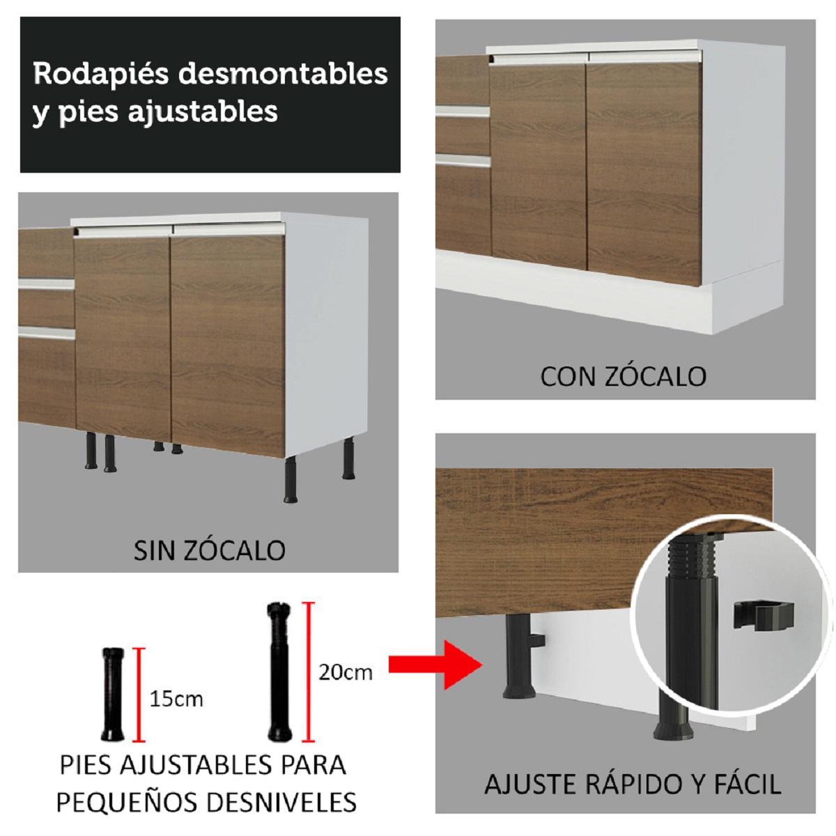 MUEBLE DE COCINA MADESA ESQUINERO 1 PUERTA GLAMY 94 CM BLANCO/MARRÓN - 8