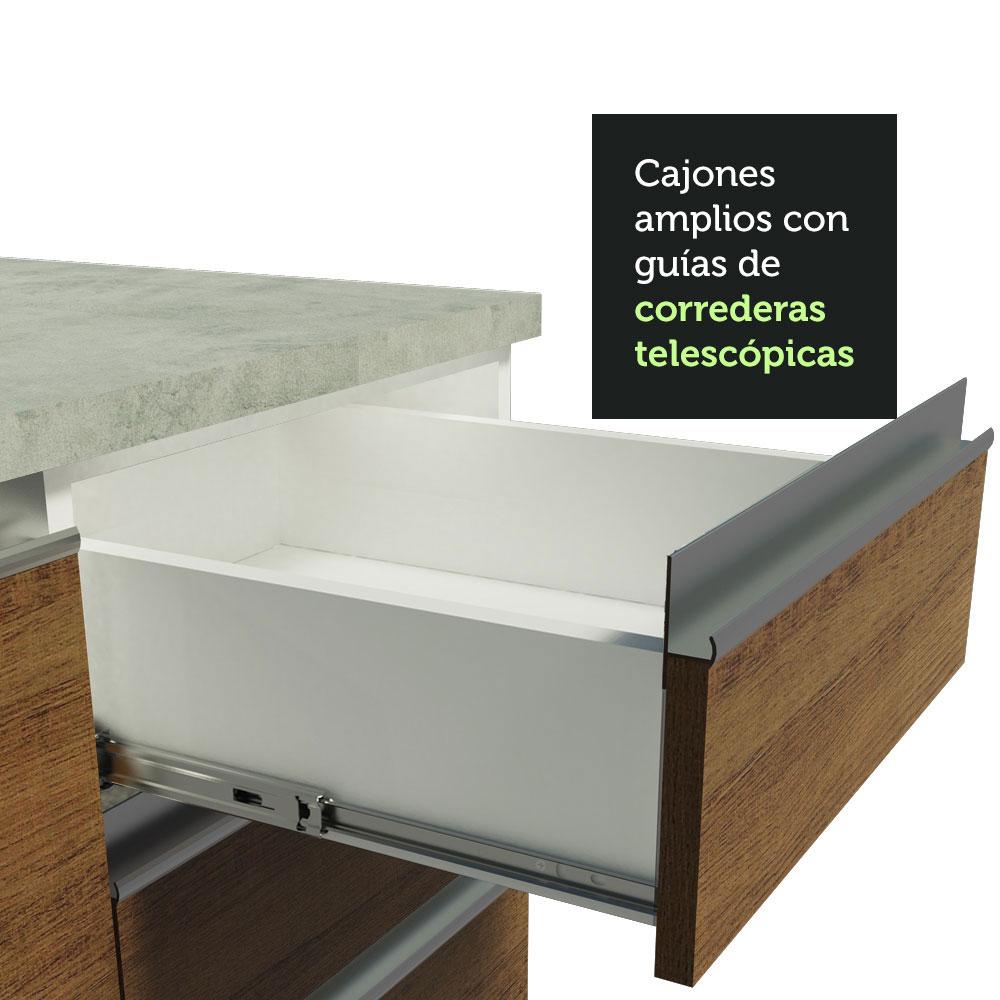 MUEBLE DE COCINA GLAMY 120 CM - MOSTRADOR PARA LAVADERO CON ENCIMERA - BLANCO/MARRÓN - 8