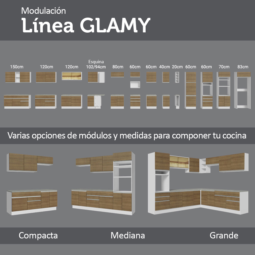 MUEBLE DE COCINA MADESA GLAMY 3 CAJONES 40 CM BLANCO/MARRÓN - 10