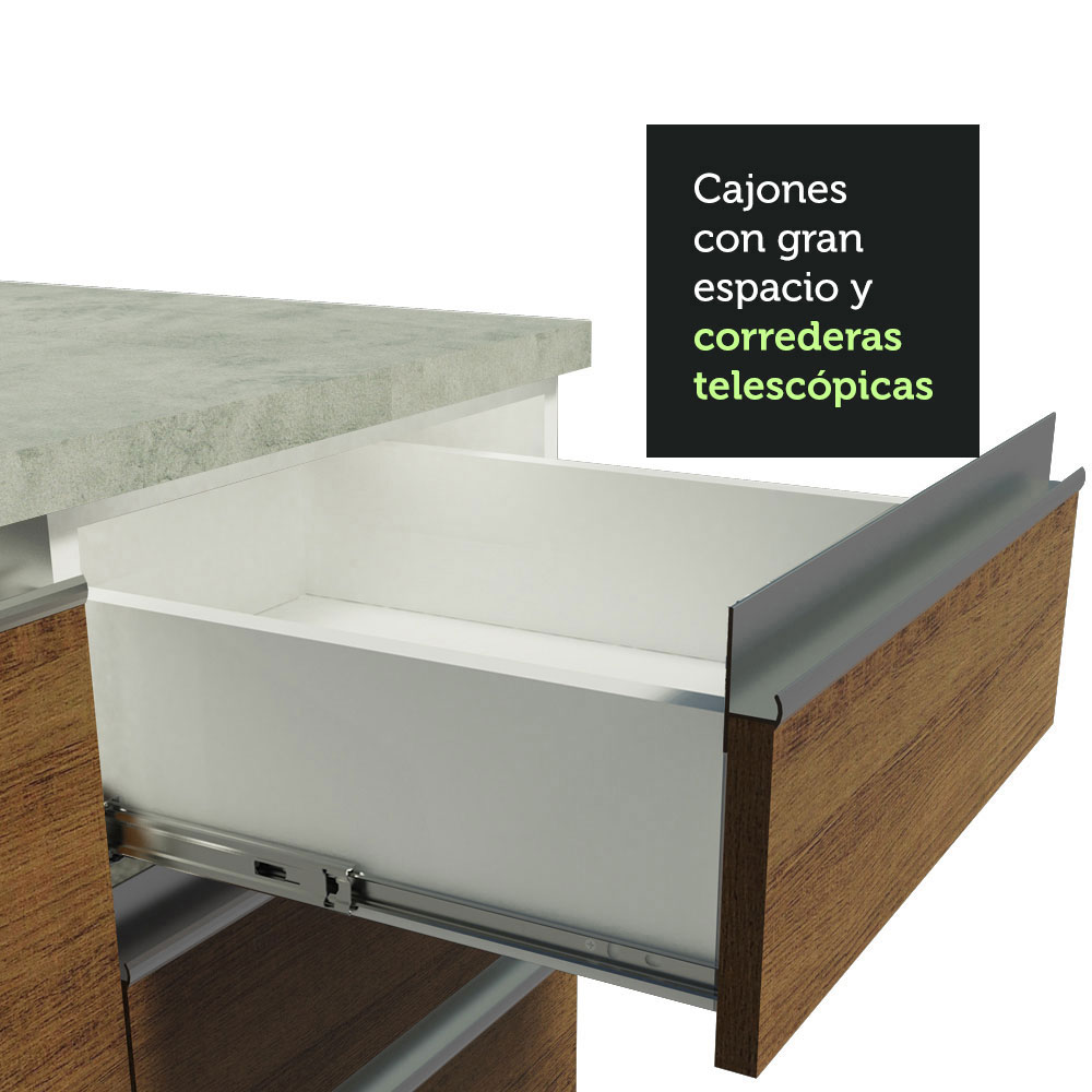 MUEBLE DE COCINA MADESA GLAMY 3 CAJONES 40 CM BLANCO/MARRÓN - 7