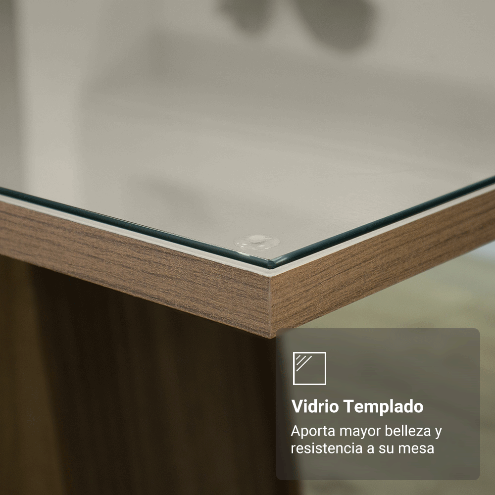 JUEGO COMEDOR MADESA 4 SILLAS CREMA SABRINA TABLERO MADERA Y CUBIERTA CRISTAL - 4