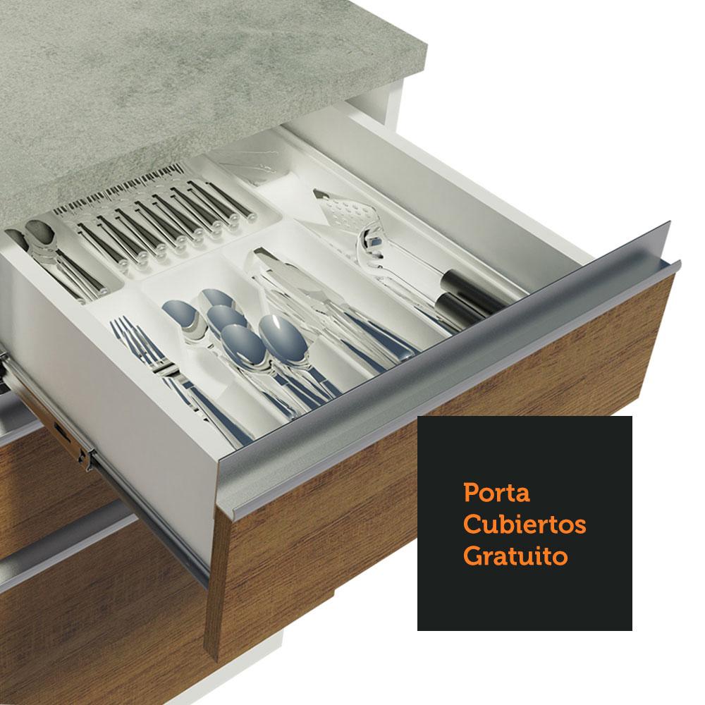 MUEBLE DE COCINA INTEGRAL GLAMY 240 CM CON LAVADERO - BLANCO/MARRÓN - 8