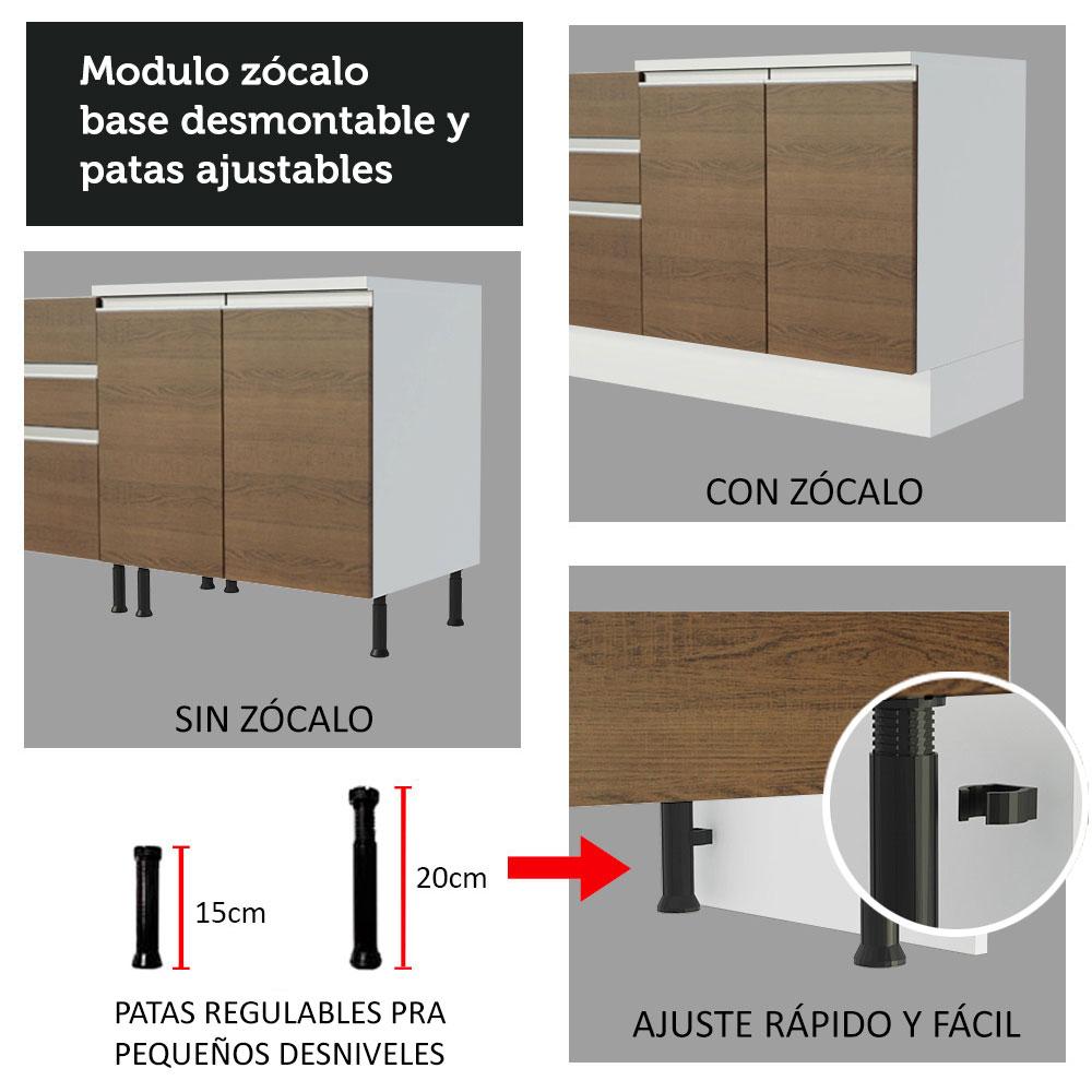 MUEBLE DE COCINA INTEGRAL GLAMY 240 CM CON LAVADERO - BLANCO/MARRÓN - 9