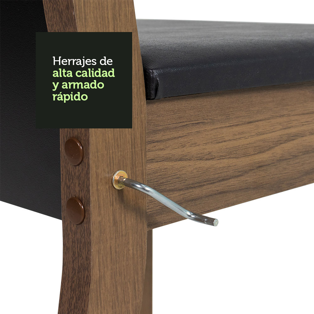 JUEGO DE COMEDOR DÉBORA CON 4 SILLAS - ENCIMERA REDONDA DE CRISTAL - MARRÓN/NEGRO - 7