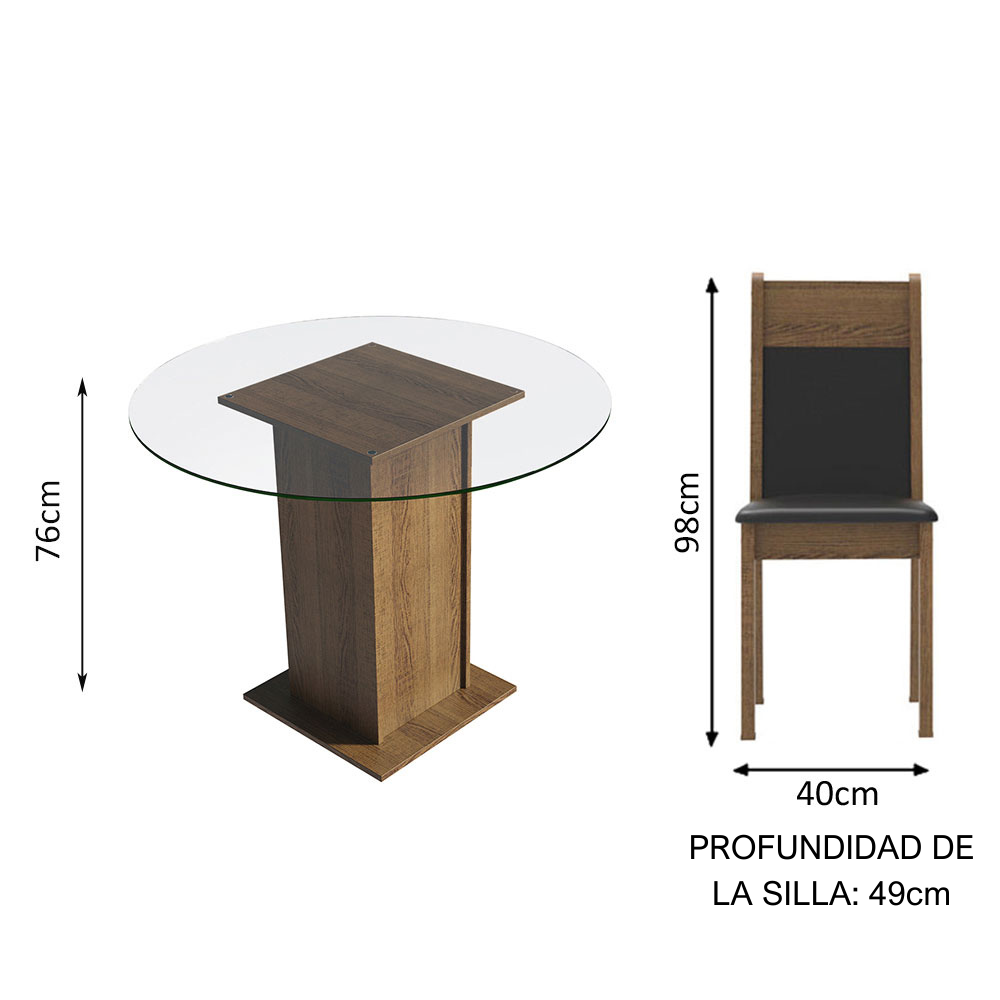 JUEGO COMEDOR MADESA 4 SILLAS NEGRO BETA MARRÓN - 2