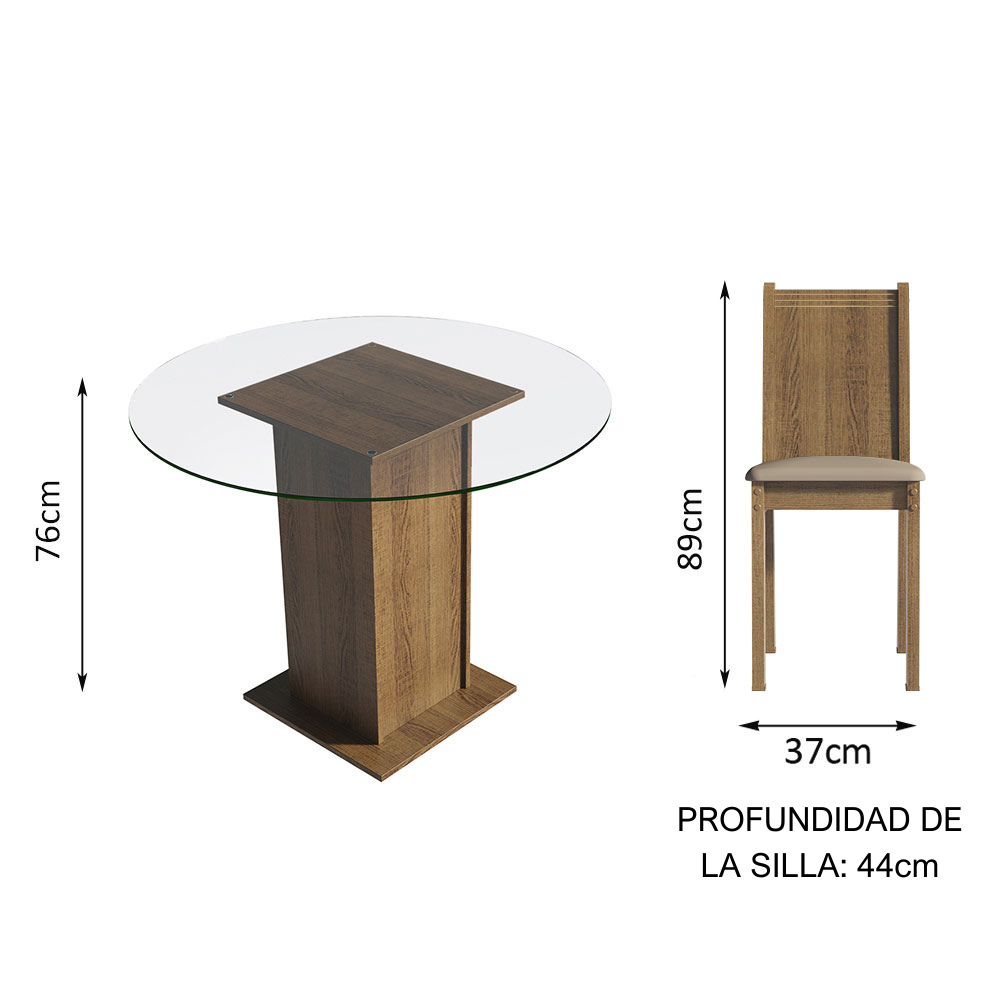 JUEGO COMEDOR MADESA 4 SILLAS BEIGE DÉBORA MARRÓN - 2