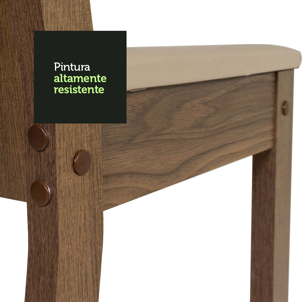 JUEGO COMEDOR MADESA 4 SILLAS BEIGE DÉBORA MARRÓN - 7