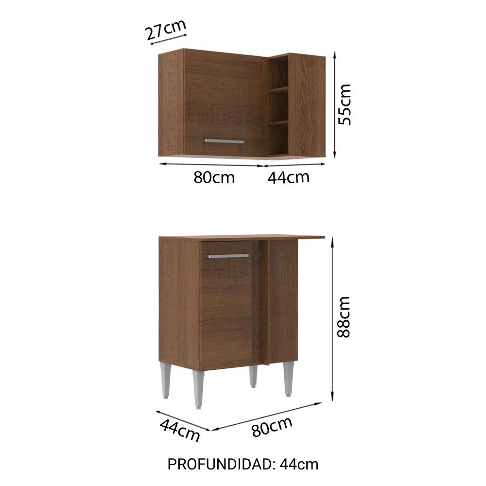 KIT MADESA EMILLY MUEBLE DE COCINA ESQUINERO 64 CM NEGRO/MARRÓN - 2