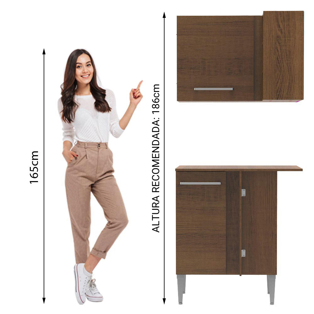 KIT MADESA EMILLY MUEBLE DE COCINA ESQUINERO 64 CM NEGRO/MARRÓN - 4