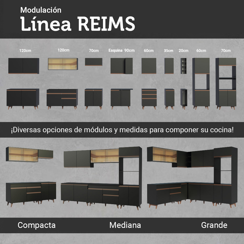 KIT MADESA REIMS MUEBLE DE COCINA 120 CM NEGRO - 10