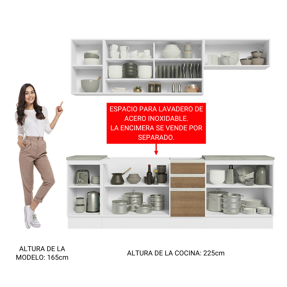 MUEBLE DE COCINA MADESA GLAMY INTEGRAL 240 CM BLANCO/MARRÓN 03 - 4