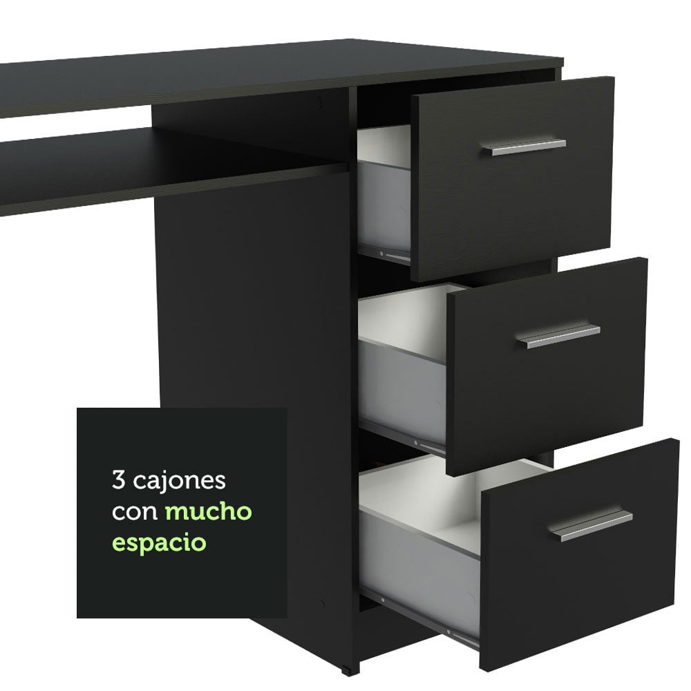 ESCRITORIO MADESA ALASKA 3 CAJONES 1 PUERTA - 7