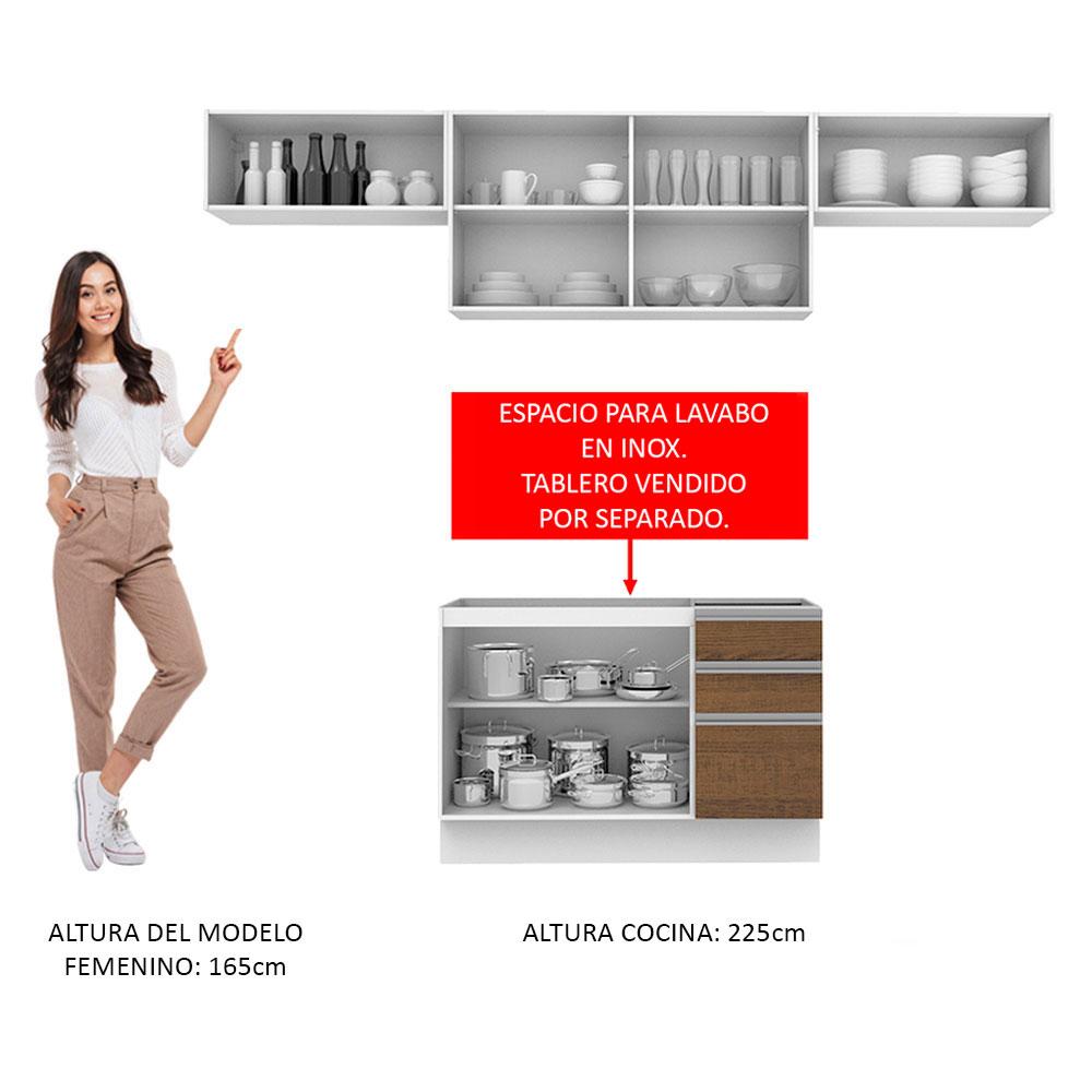 MUEBLE DE COCINA MADESA GLAMY INTEGRAL MARINA 280 CM BLANCO / MARRÓN / BLANCO 01 - 9